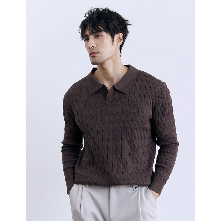 Herren Eleganter Strickpullover mit Stehkragen Drune