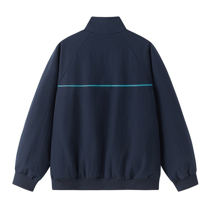 Herren Leichte Raglan-Bomberjacke mit kontrastierenden Flatlock‑Nähten und Stehkragen Drune