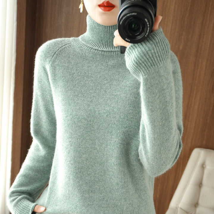 Damen Rollkragenpullover aus weichem Wollmix mit verlängerten Bündchen Drune