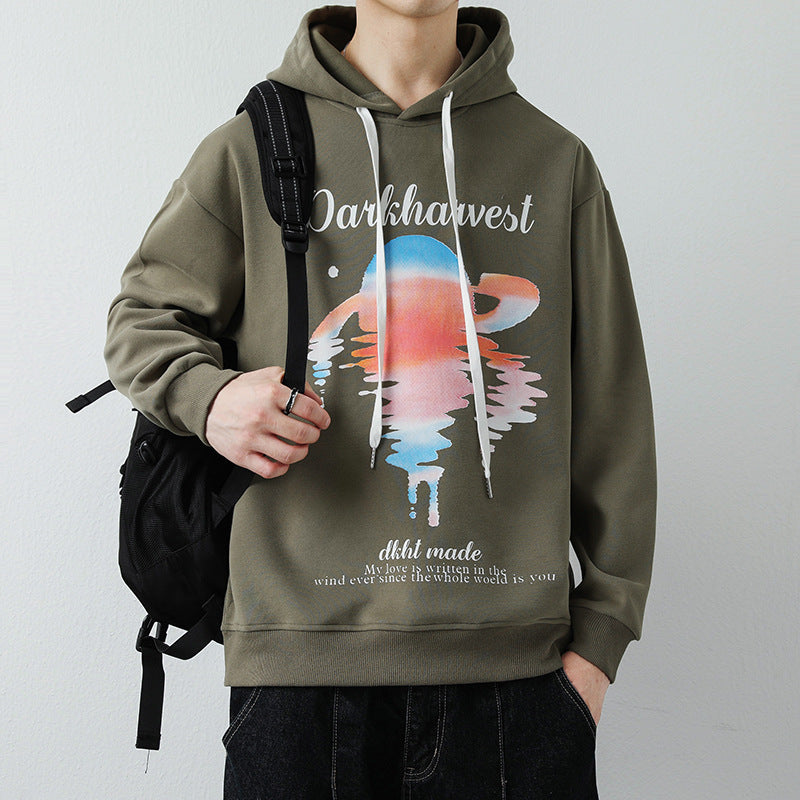 Herren Modischer Kapuzenpullover mit kreativen Grafikdruck Drune