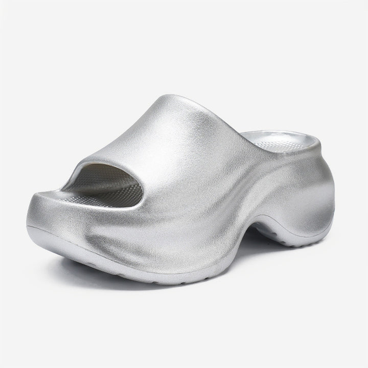 Femme Stilvolle Offene Zehen Clogs mit Einzigartigem Skulptiertes Design Drune