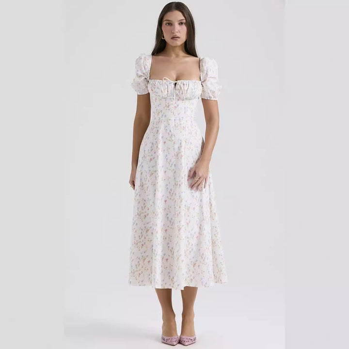 Damen Maxikleid mit floralem Muster und eleganter Taillenbetonung Drune
