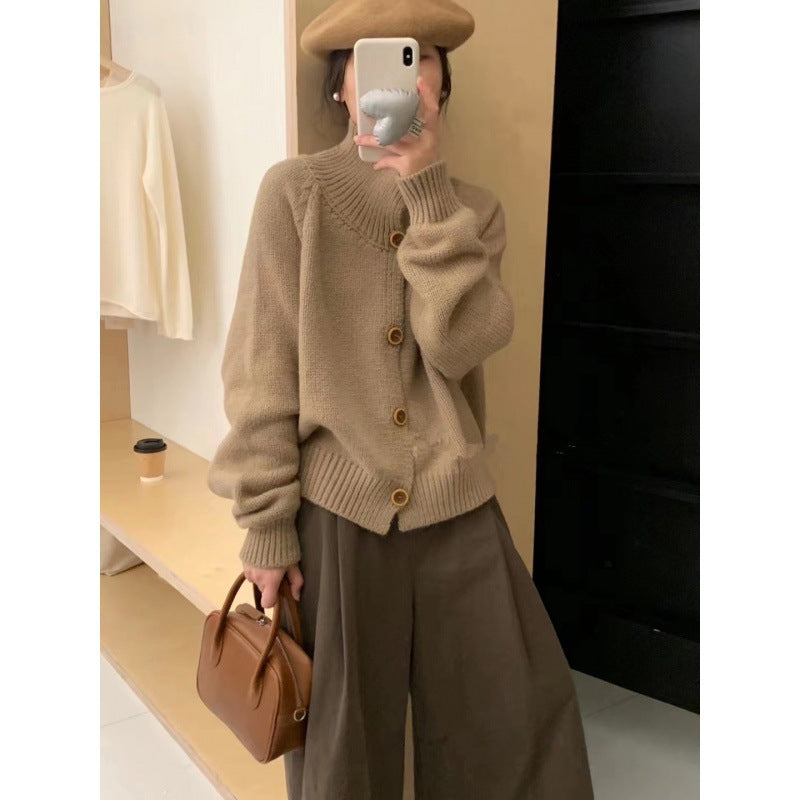 Damen Casual Strickjacke mit kontrastierenden Knöpfen und lässigem Schnitt Drune