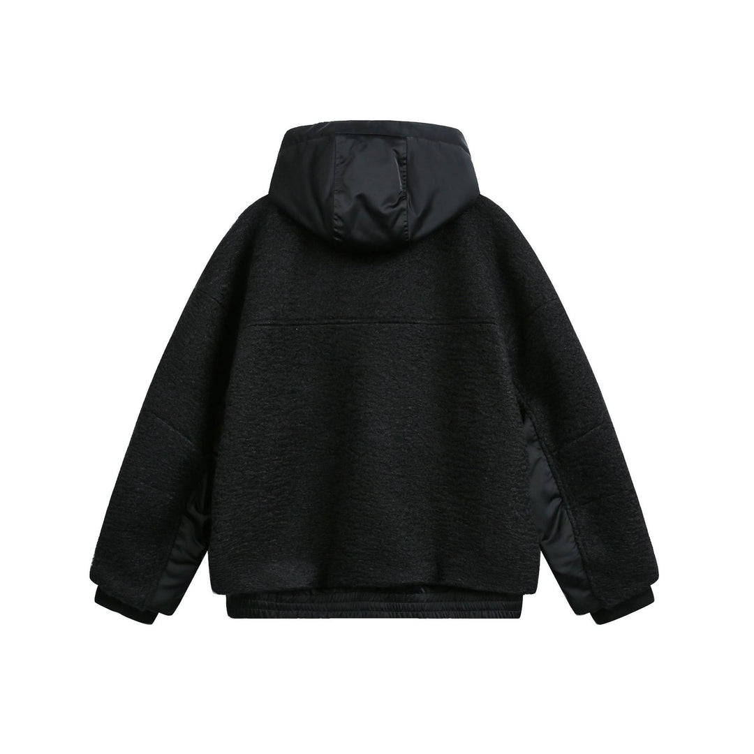 Damen Oversize Wollmix Bomberjacke mit gesteppter Kapuze Drune