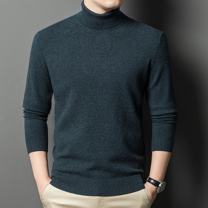 Herren Rollkragenpullover aus hochwertiger Wolle mit strukturierten Details Drune