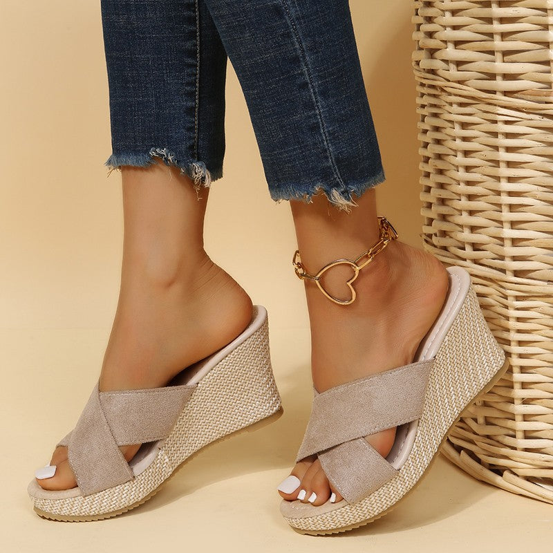 Damen Wedge-Pantoletten mit geflochtenem Design und komfortablem Fußbett Drune