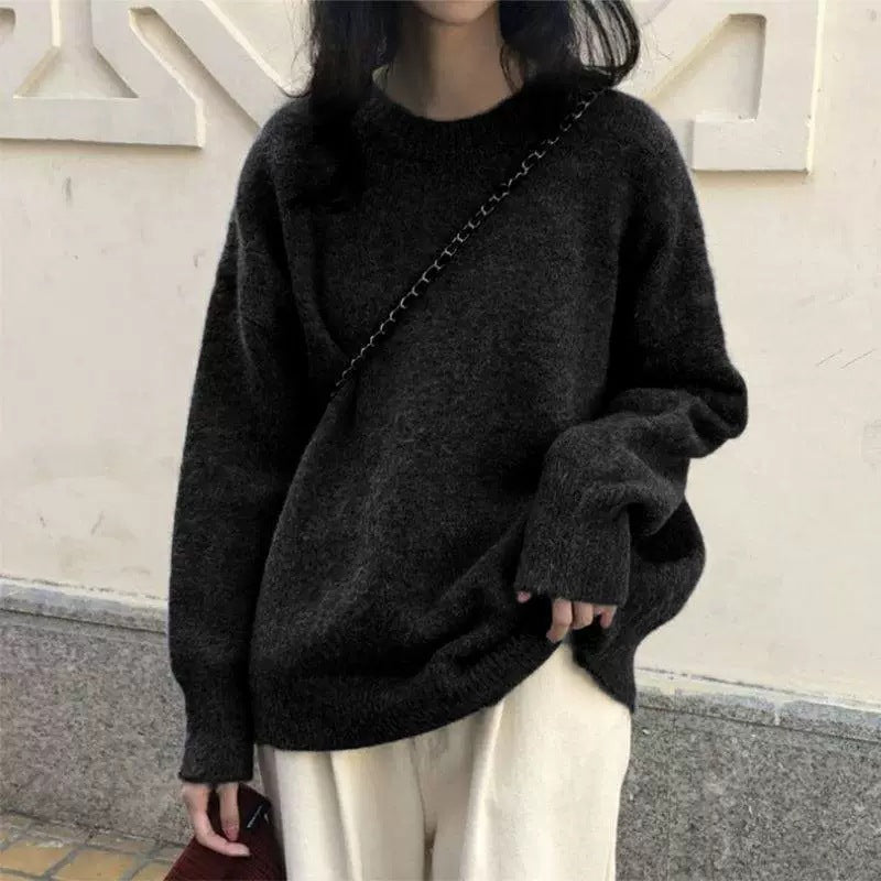 Damen Lässiger Kuschel-Feinstrickpullover mit Stehkragen und verlängerten Bündchen Drune