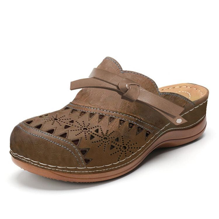 Damen Komfort Clogs mit modischem Lochmuster und dekorativem Riemen Drune