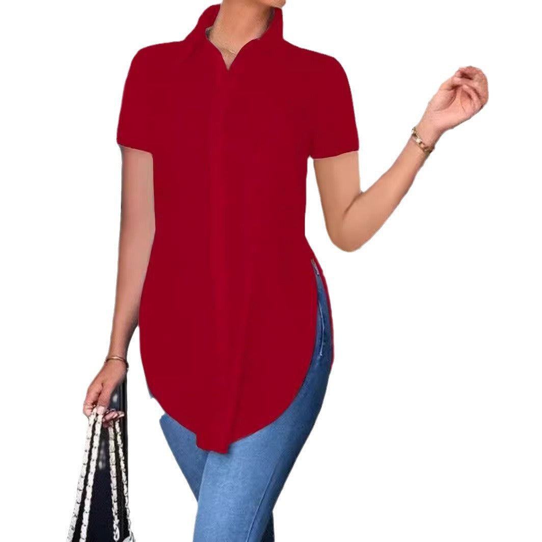 Damen Modisches Oversized-Hemd mit Seitenschlitzen Drune