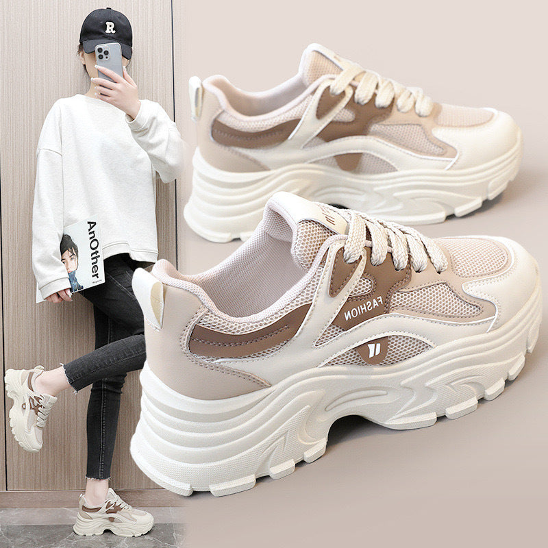 Damen modische Chunky Sneakers mit atmungsaktiver Mesh-Oberfläche und komfortabler Dämpfung Drune