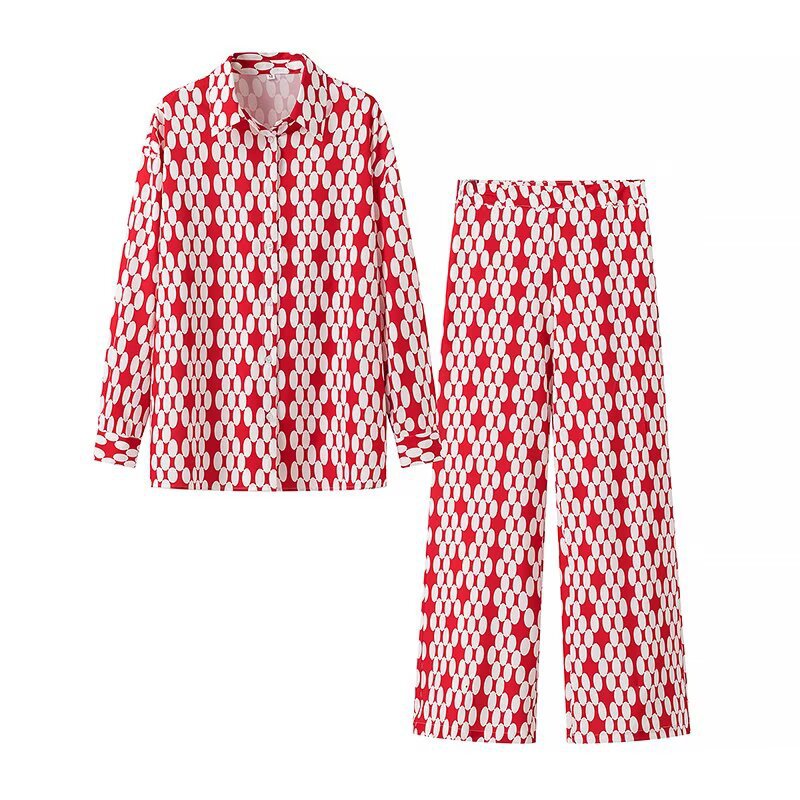 Damen Weite Palazzo-Hose mit modernem geometrischem Muster Drune