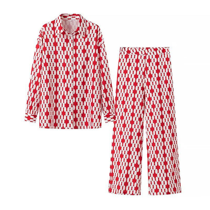Damen Weite Palazzo-Hose mit modernem geometrischem Muster Drune