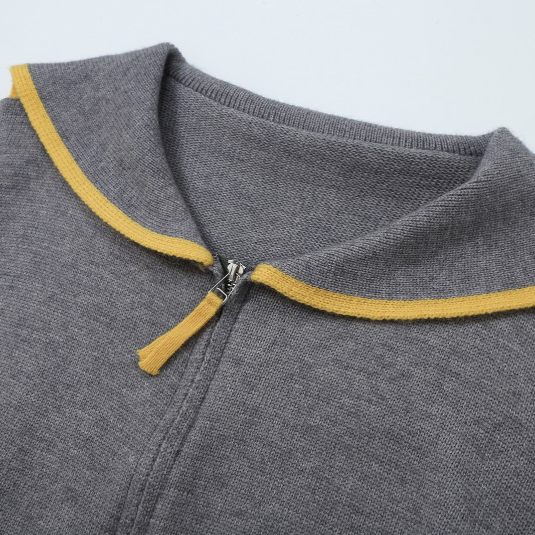 Damen Strick-Cardigan mit Matrosenkragen und Kontrastkanten Drune