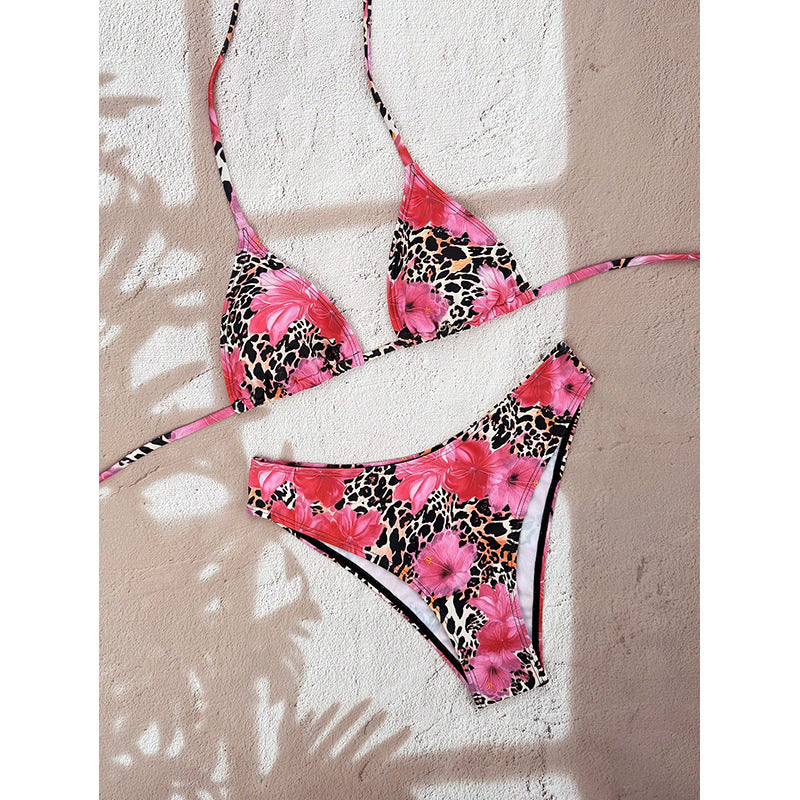 Damen Triangel-Bikini mit animalischem Muster und hohem Beinausschnitt Drune