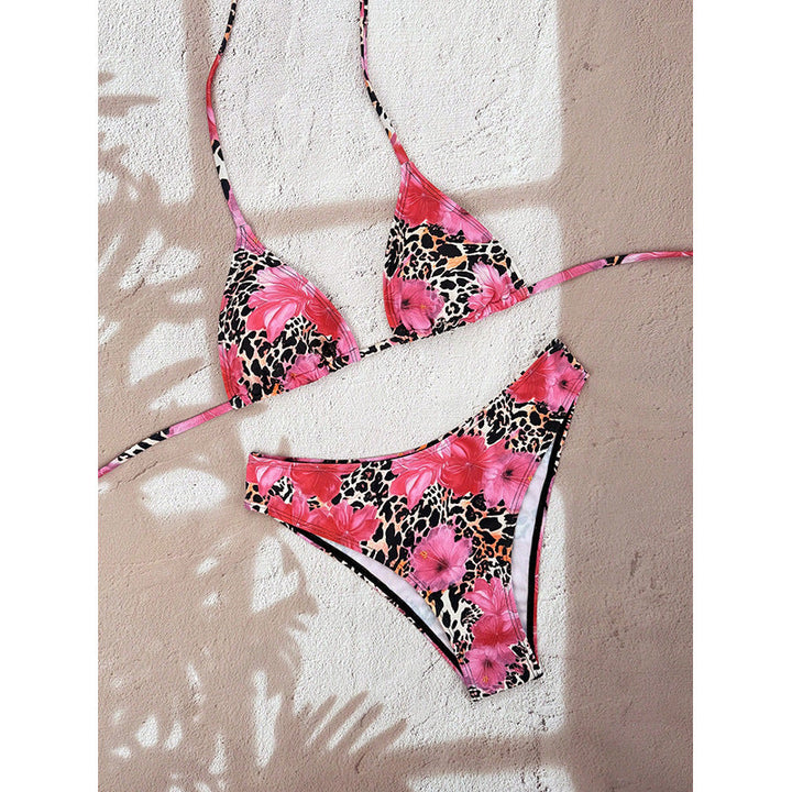 Damen Triangel-Bikini mit animalischem Muster und hohem Beinausschnitt Drune