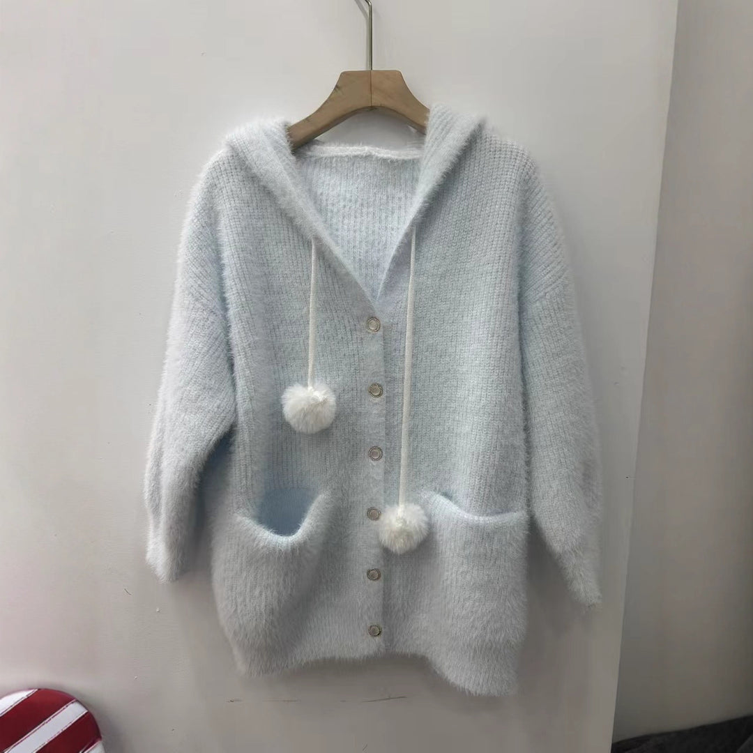 Damen Kuschelige Kapuzenjacke Drune