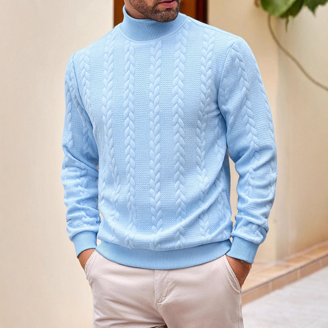 Herren Rollkragenpullover mit Zopfstrickmuster und gerippten Bündchen Drune