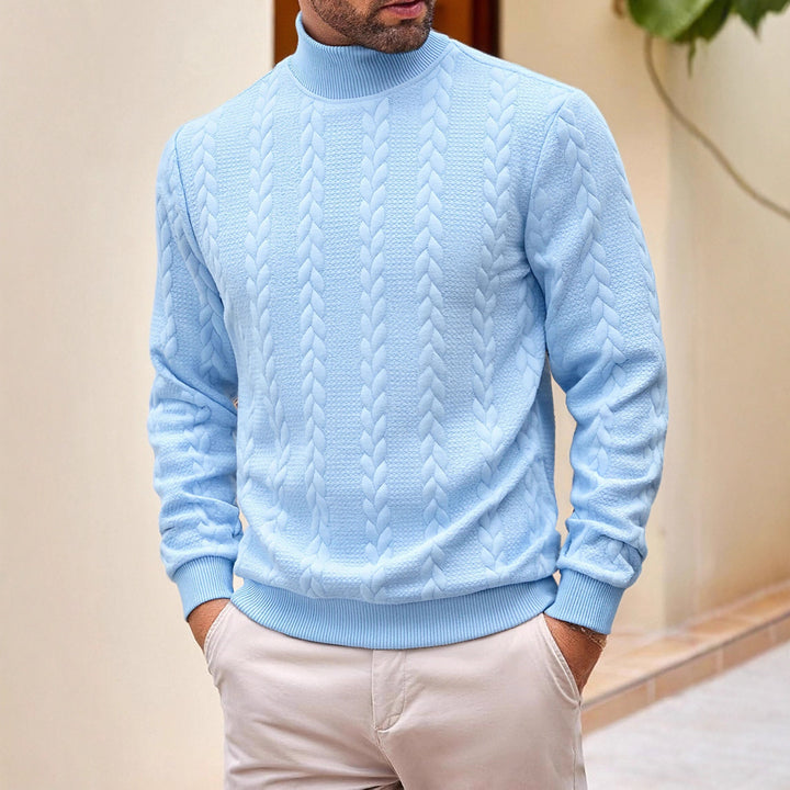 Herren Rollkragenpullover mit Zopfstrickmuster und gerippten Bündchen Drune