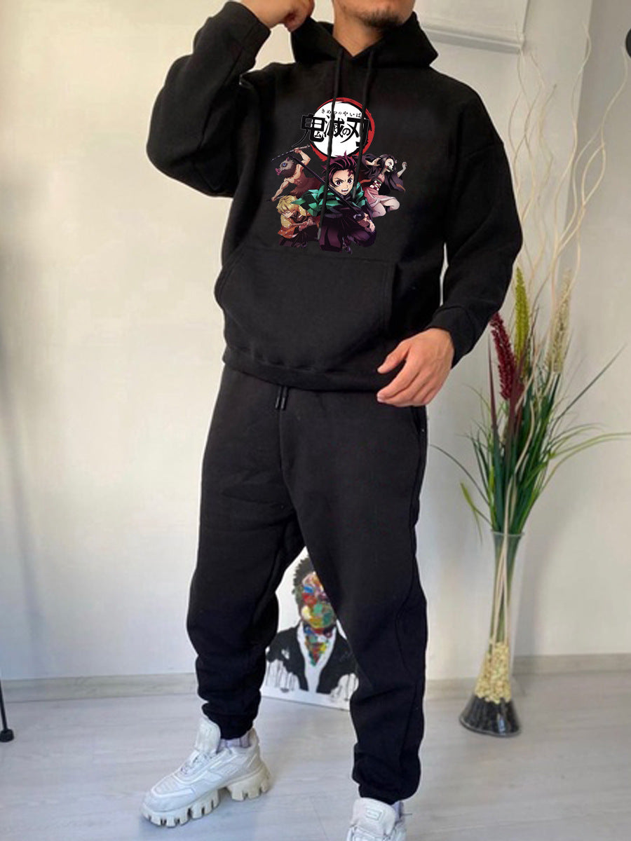 Damen Kapuzenpullover und Jogginghose Set mit einzigartigem Anime-Motiv Drune