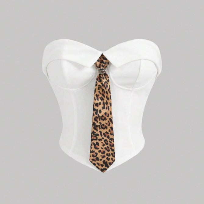 Damen Corsage mit modischem Tiermuster und tailliertem Schnitt Drune