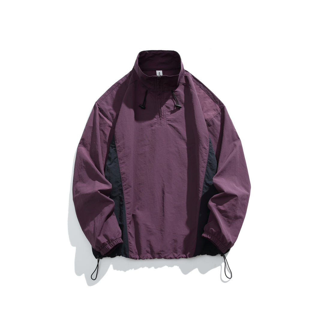 Herren leichter Nylon-Anorak mit Halbreißverschluss, Kordelzugsaum und Raglanärmeln Drune