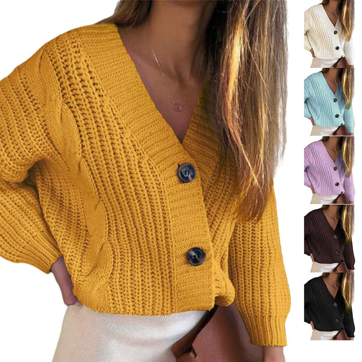 Damen lässige Strickjacke mit Knopfdetails und modernen Texturen Drune