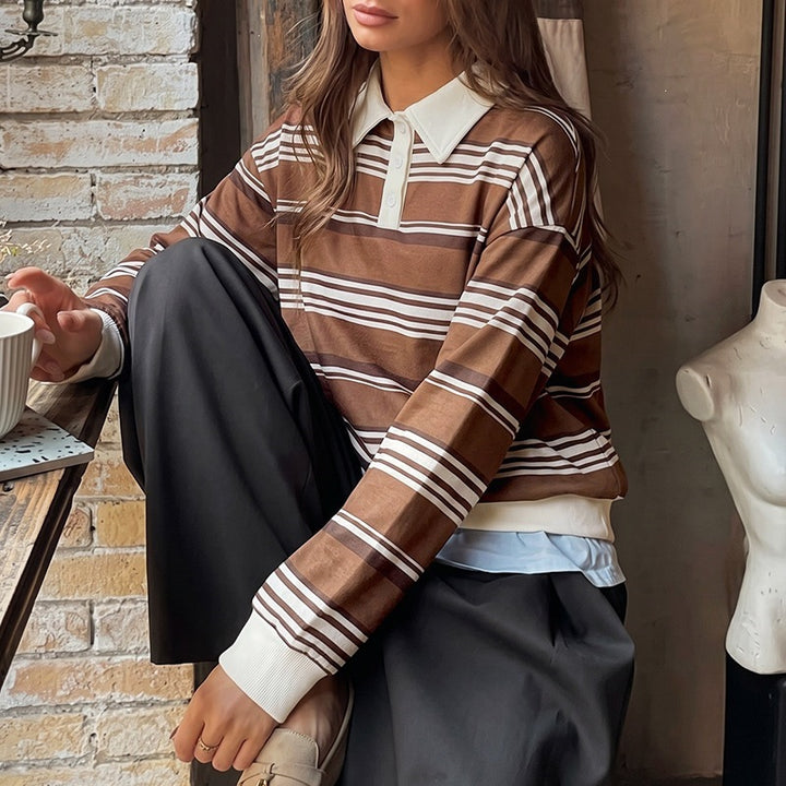 Damen Lässiger Pullover mit Polokragen Drune