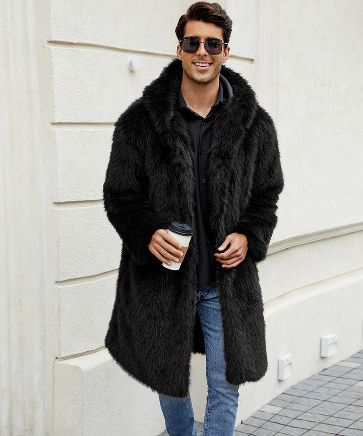 Herren Elegant gefütterter Mantel mit Kapuze Drune