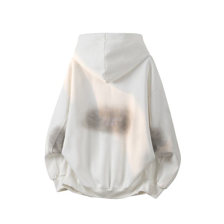 Unisex Oversize Kapuzenpullover mit handschriftlichem Grafik-Print, Kängurutasche & geripptem Saum Drune