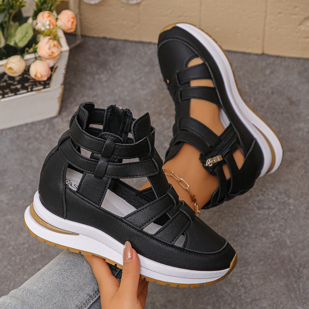 Damen Sportliche Plateau-Sandale mit geflochtenem Riemen und dämpfender Profilsohle Drune