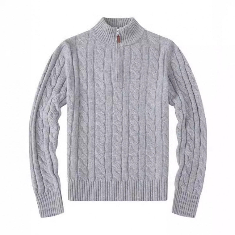 Herren Kabelstrickpullover mit Halbzip und Stehkragen aus weicher Kaschmirmischung Drune