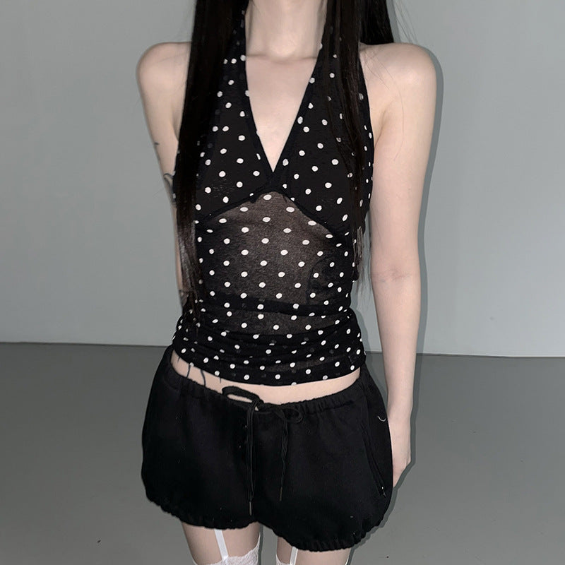 Damen Halterneck Top mit Polka Dots Drune