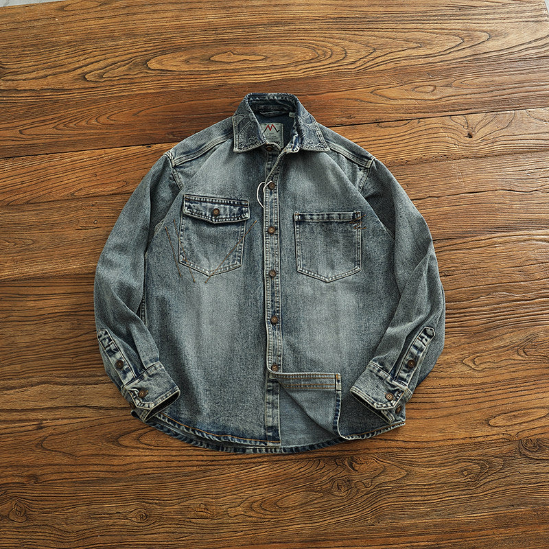 Herren Denim Hemdjacke mit Brusttaschen Drune