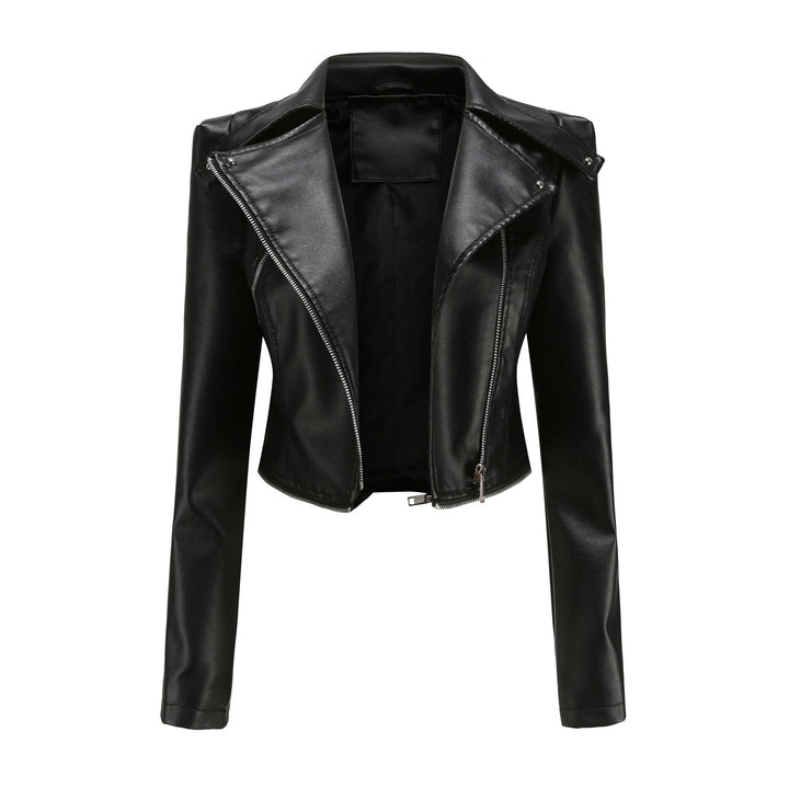 Damen stylische Bikerjacke mit asymmetrischem Reißverschluss und eingenähten Taschen Drune
