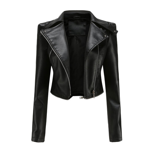 Damen stylische Bikerjacke mit asymmetrischem Reißverschluss und eingenähten Taschen Drune