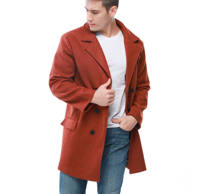 Herren eleganter doppelt geschliffener Wollmantel Drune