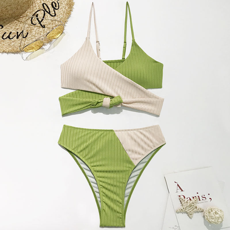 Damen Rippmuster Bikini-Set mit verstellbaren Trägern Drune