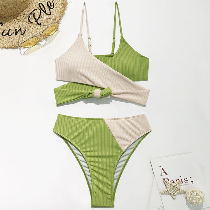 Damen Rippmuster Bikini-Set mit verstellbaren Trägern Drune