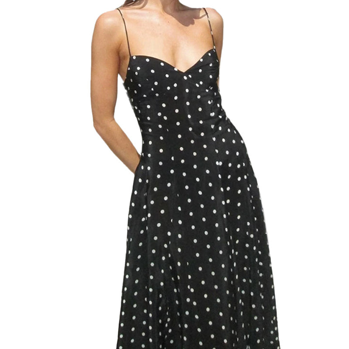 Damen Maxikleid mit zartem Herz-Ausschnitt und verspieltem Punktemuster Drune