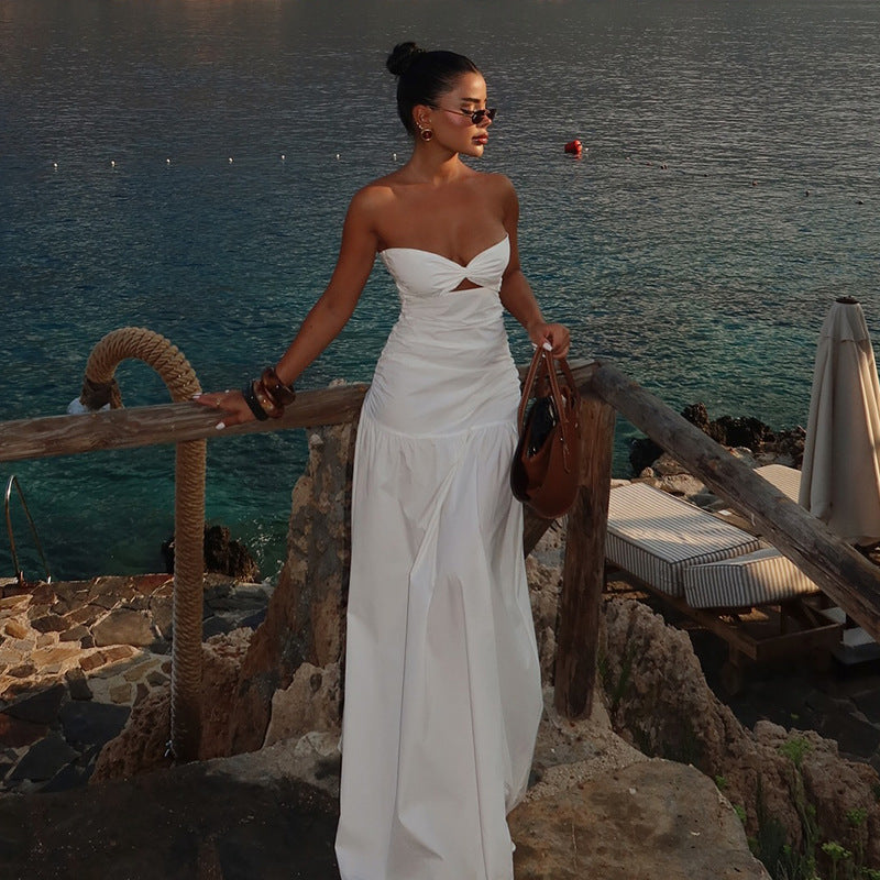 Damen Maxikleid mit schicker Schnittführung und raffiniertem Bauch-Detail Drune