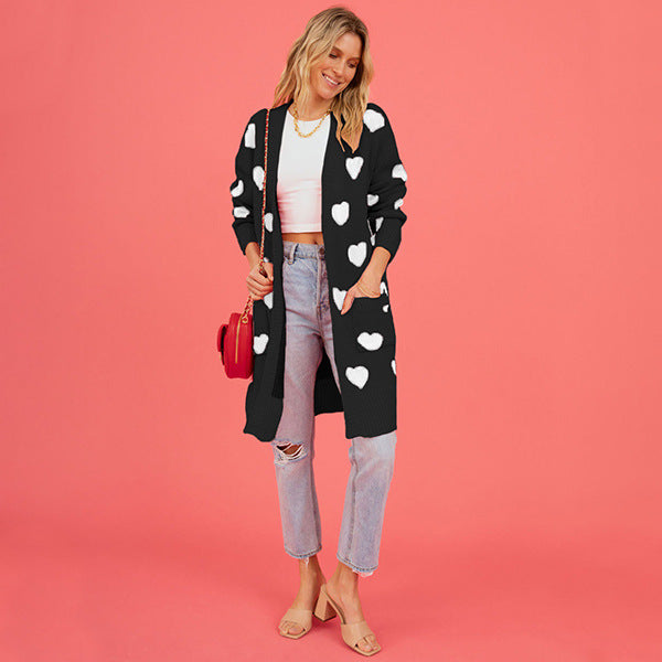 Damen Strickjacke mit Herzmotiv und praktischen Taschen Drune