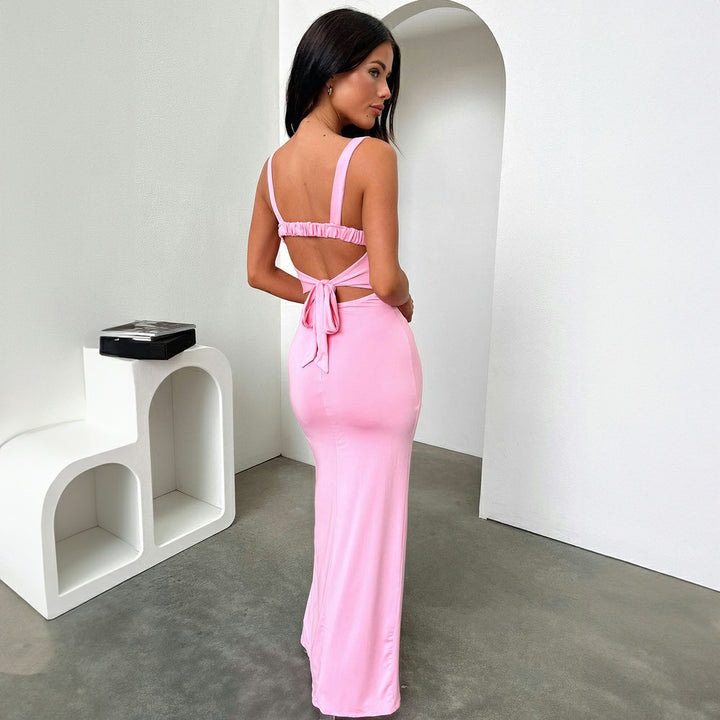 Damen Elegantes Maxikleid mit figurbetonendem Schnitt und seitlichem Schlitz Drune