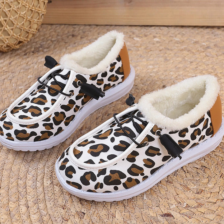 Damen Gemütliche Sneakers aus weich gefüttertem Material mit Leopardenmuster Drune