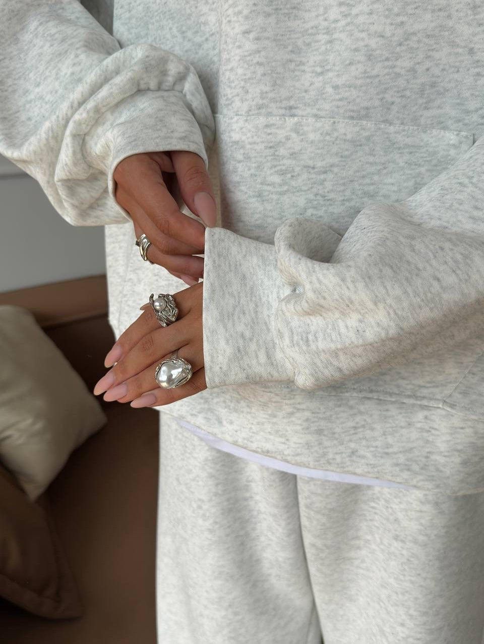 Drune | Halbhals Pullover Sweatshirt und Weit Geschnittene Hose Zweiteiler Anzug