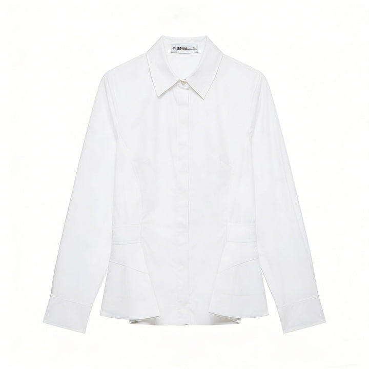 Damen Taillierte Hemdblusenjacke mit Schößchen und verdeckter Knopfleiste Drune