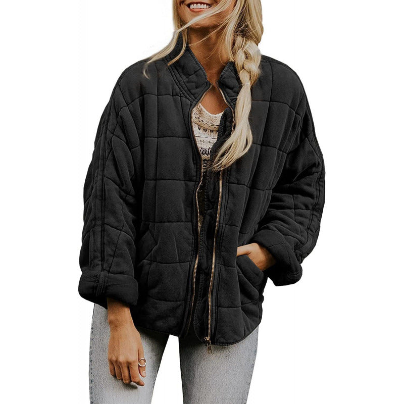 Damen Steppjacke im Oversized Schnitt mit Stehkragen und verdecktem Reißverschluss Drune