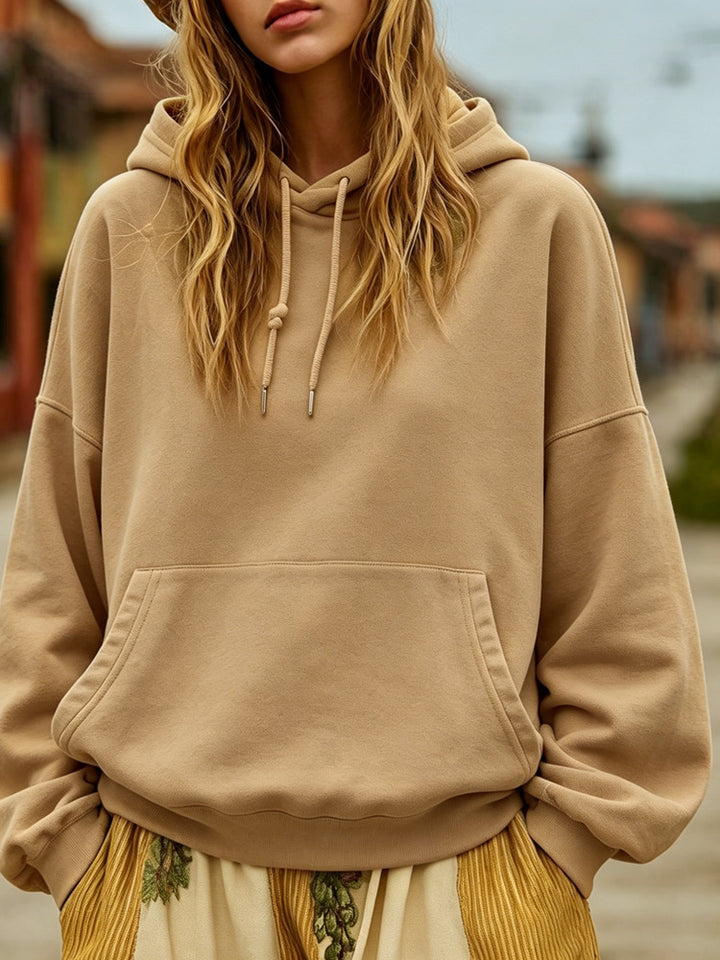 Damen Oversize-Kapuzenpullover mit Kängurutasche und Relaxed-Fit Drune