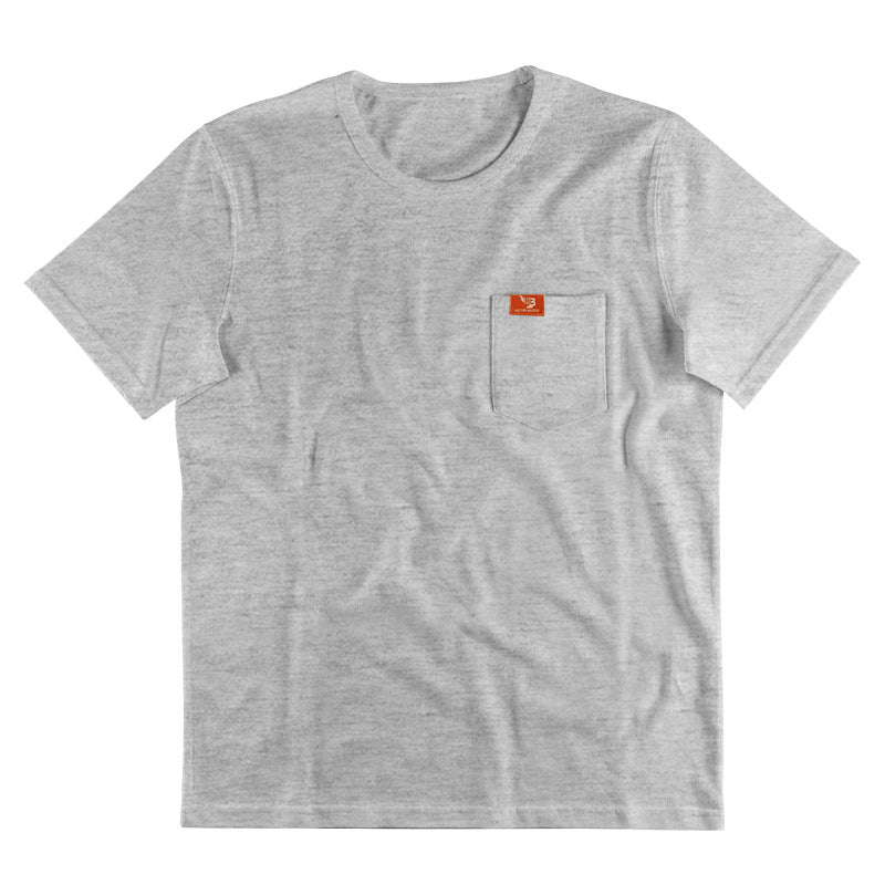 Herren nan klassisches Rundhals-T-Shirt mit Brusttasche und verstärktem Saum Drune