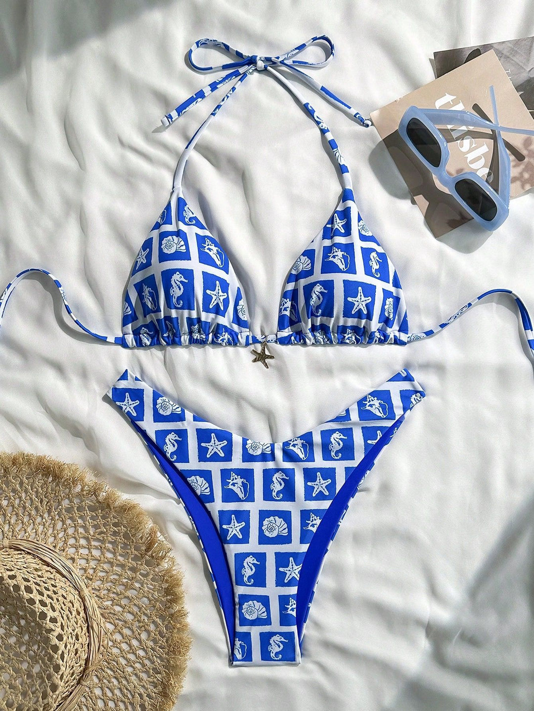 Damen Triangel-Bikini mit maritime Motiven Drune
