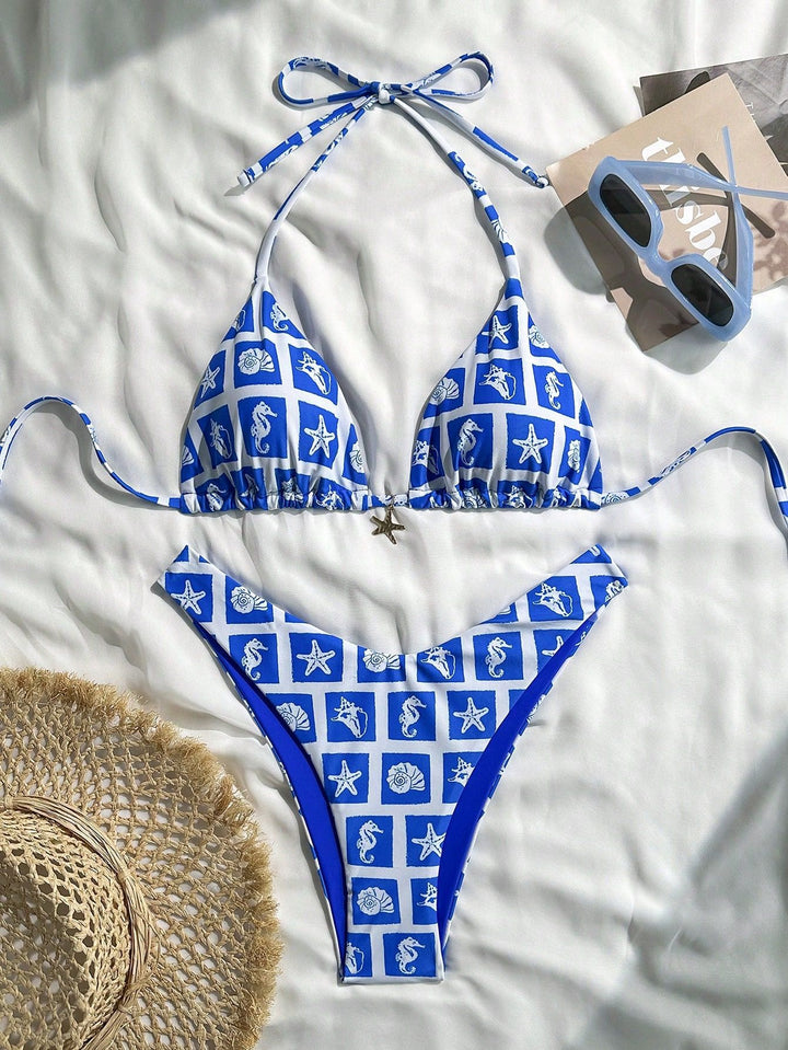 Damen Triangel-Bikini mit maritime Motiven Drune